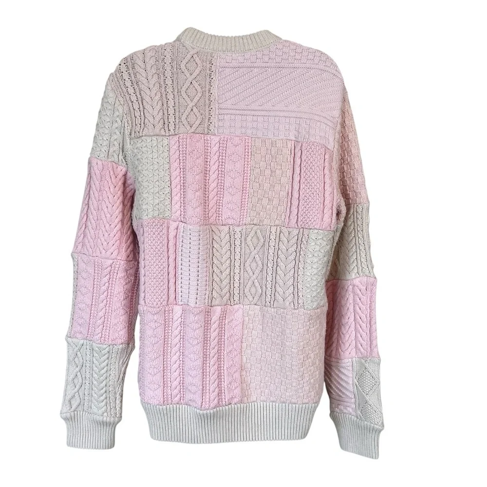 J. CREW Heritage Patchwork Cotton Cable-knit Sweater NWT